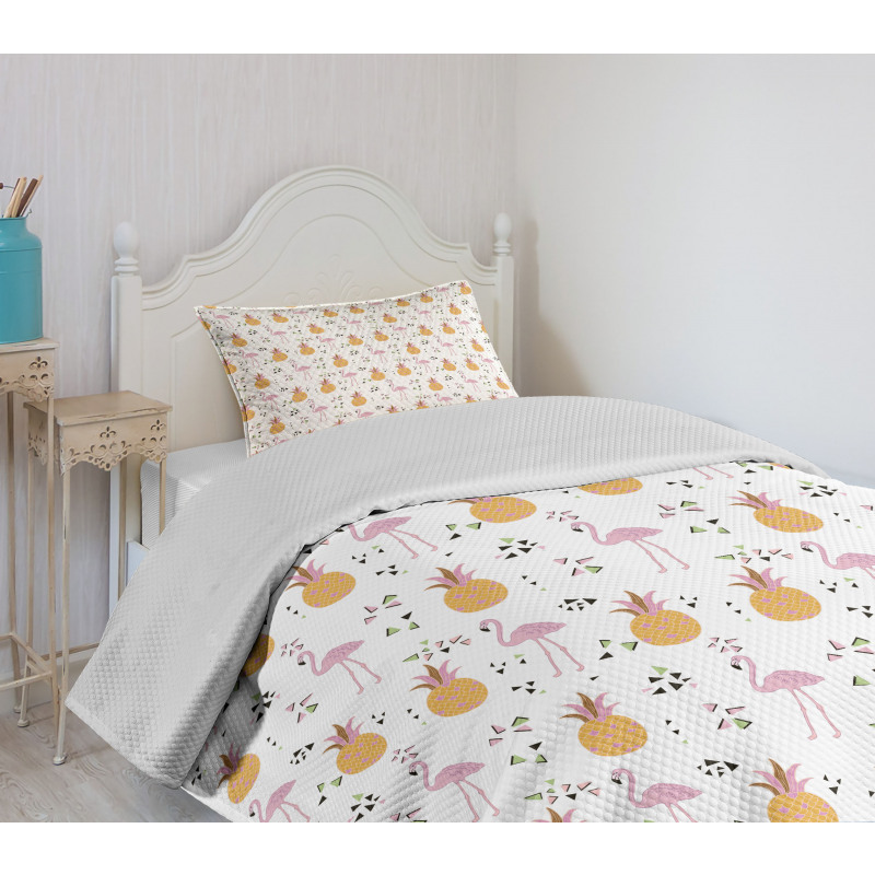 Tropical Animal Pineapples Bedspread Set