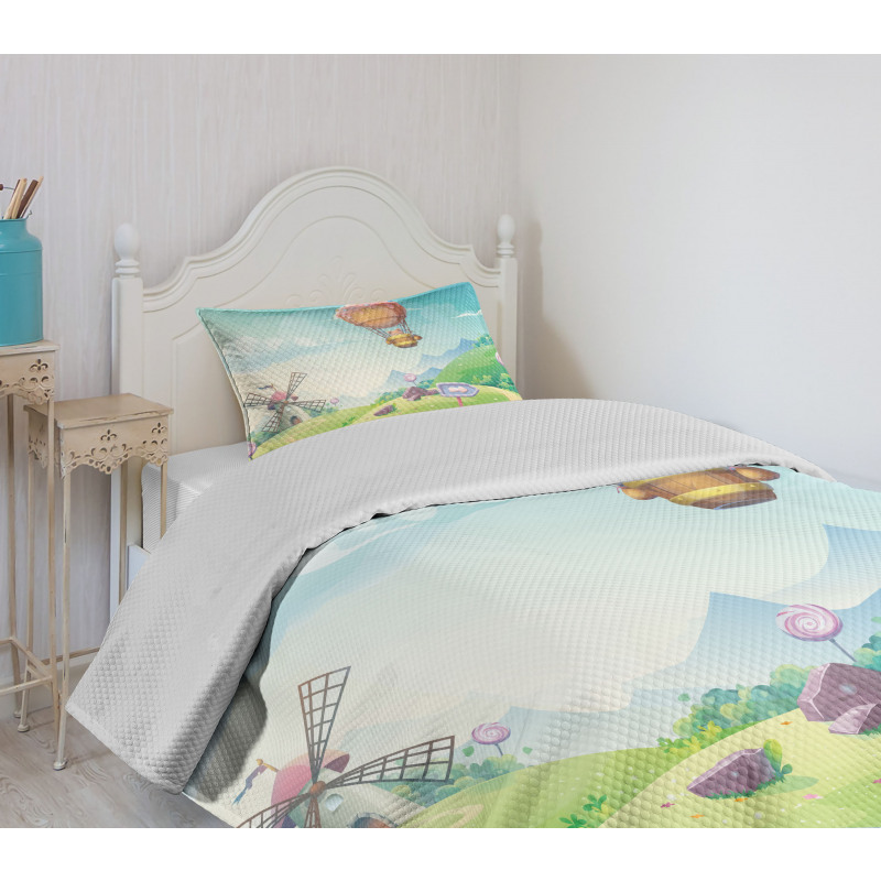 Candy Houses and Lollipop Bedspread Set