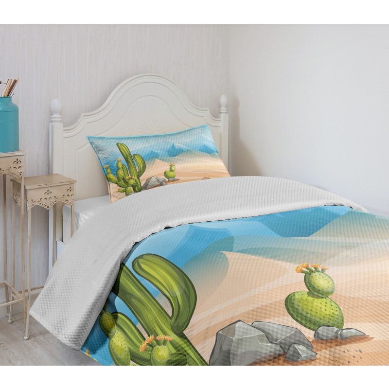 Lonely Cactus in the Desert Bedspread Set