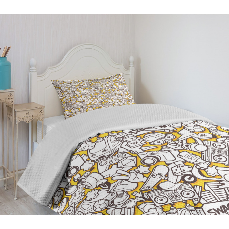 Modern Urban Art Graffiti Bedspread Set