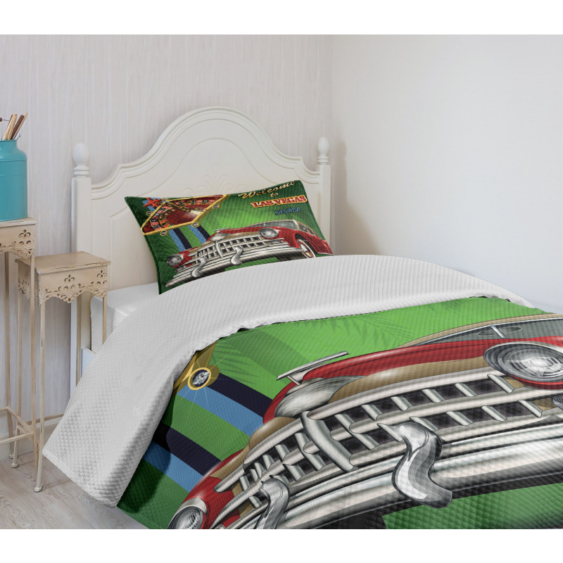 Retro Car Roulette Table Bedspread Set