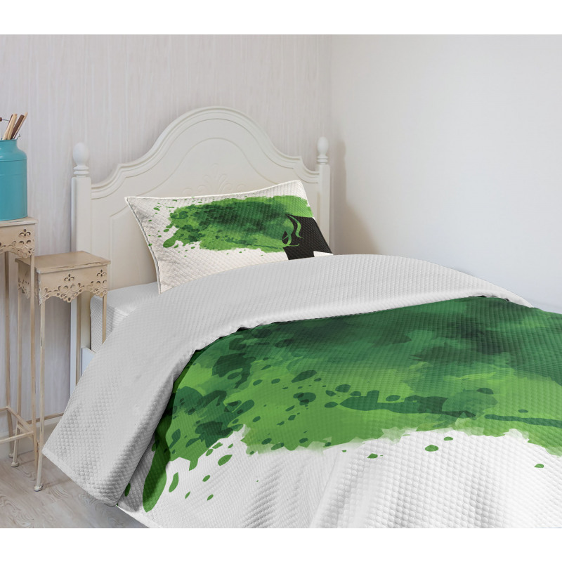 Tree Bushes Green Hair Bedspread Set