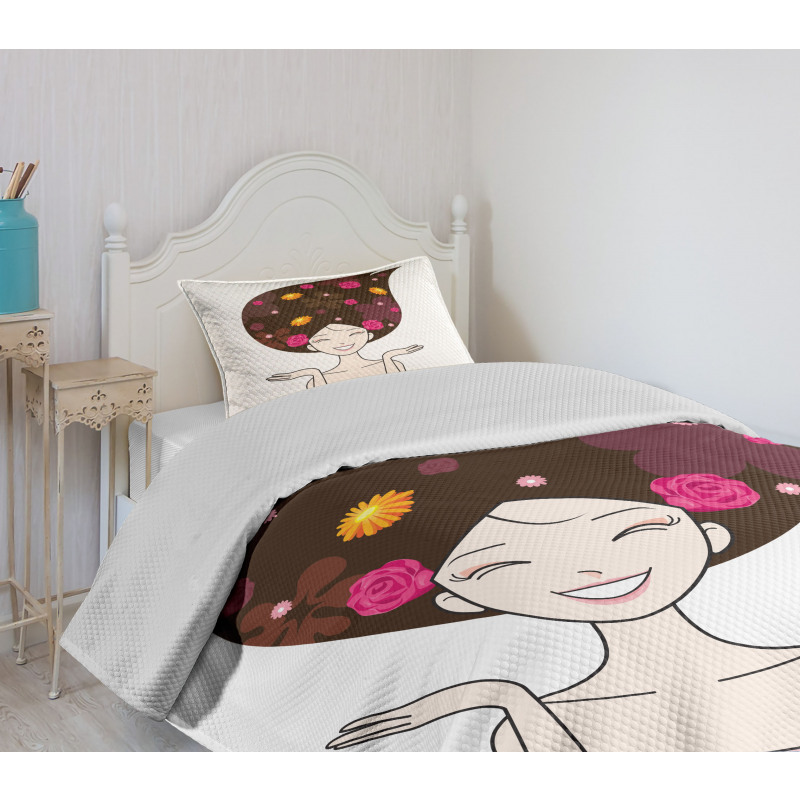 Anime Inspired Woman Bedspread Set