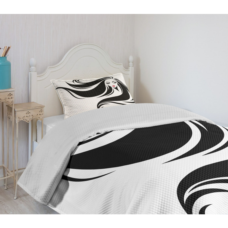 Stencil Art Woman Bedspread Set