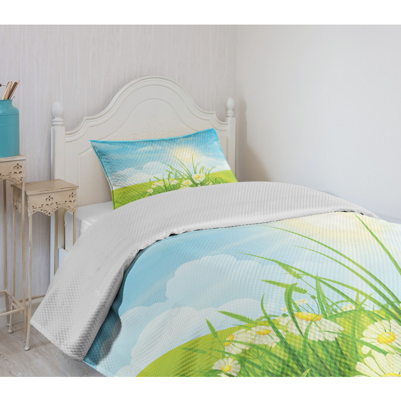 Floral Meadow Illustration Bedspread Set