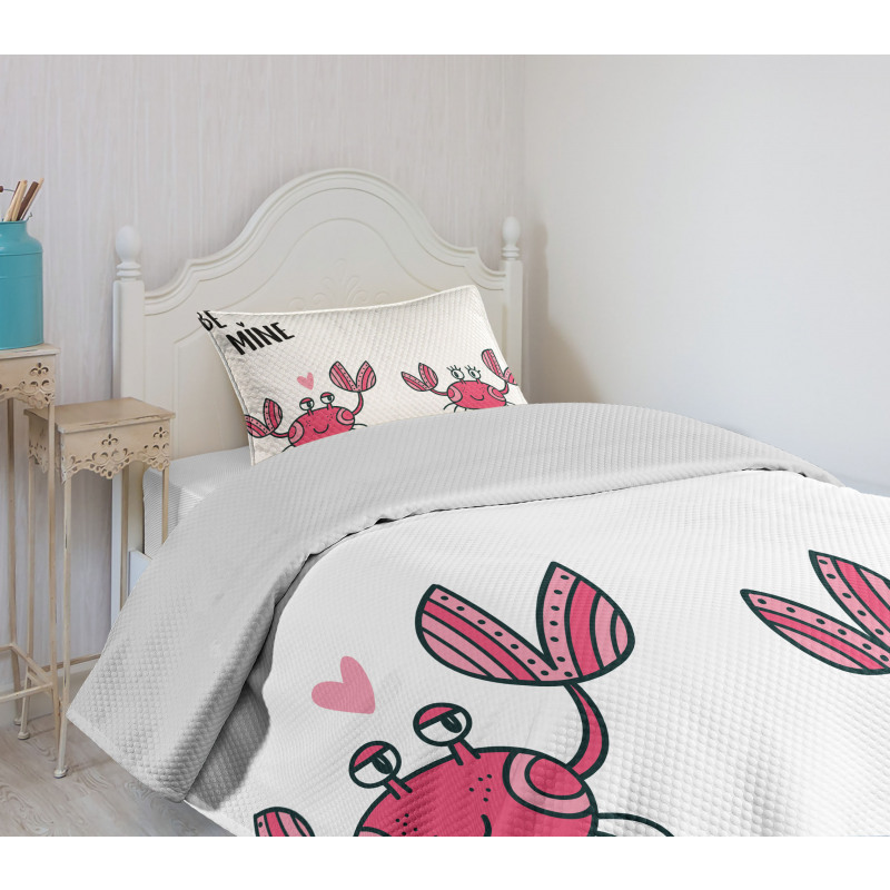 Funky Crab Couple and Heart Bedspread Set