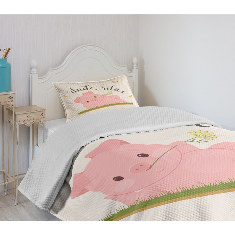 Pot Belly Pink Piglet Bedspread Set