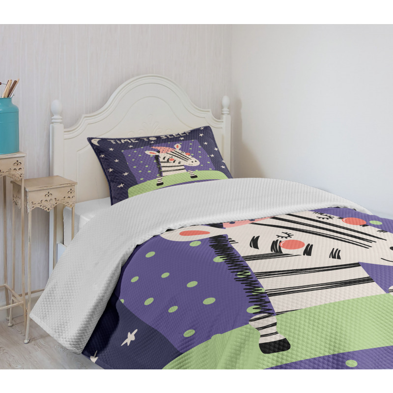 Sleeping Zebra in Nightcap Bedspread Set