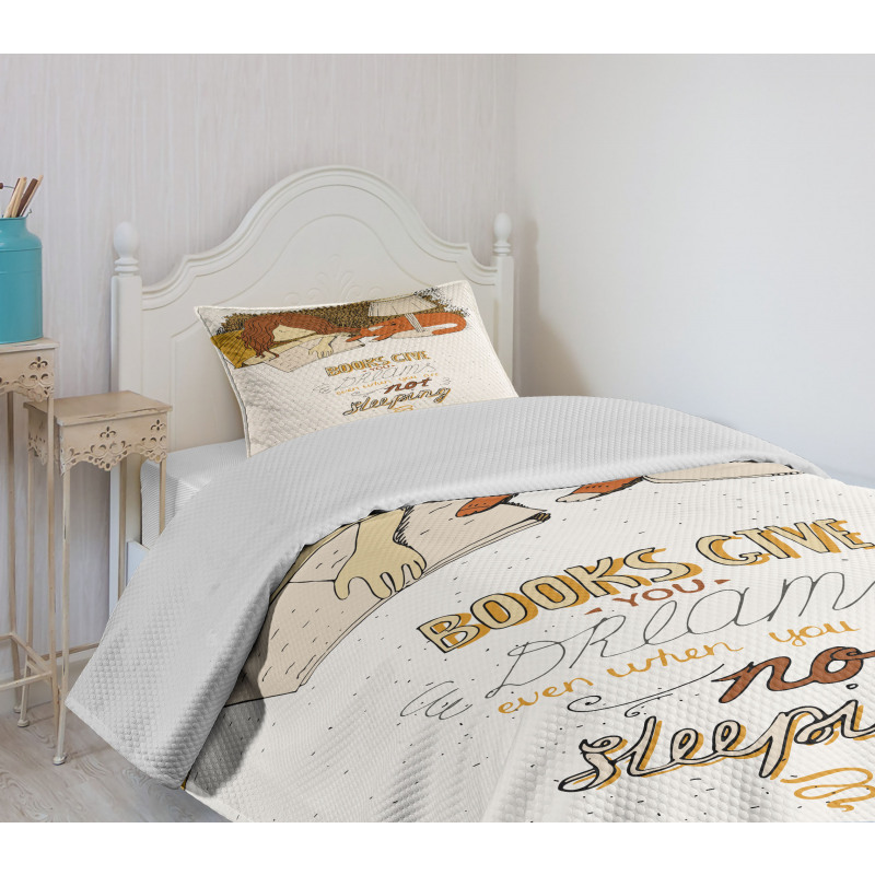 Books Give You Dreams Text Bedspread Set