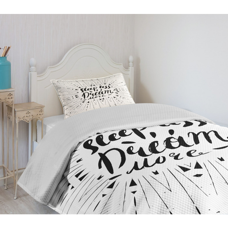 Sleep Less Dream More Text Bedspread Set