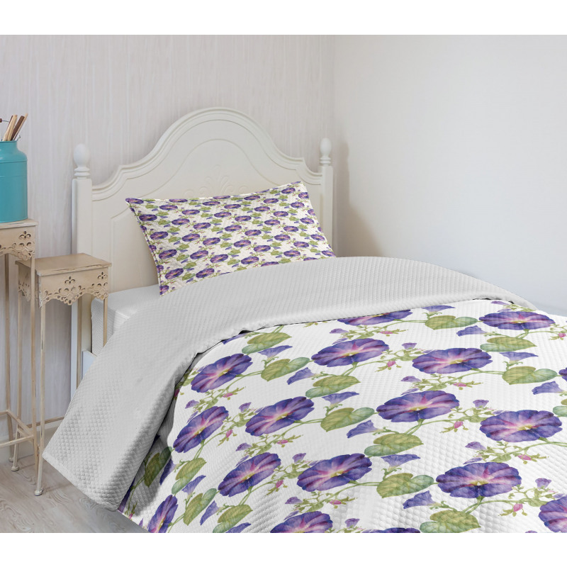 Purple Gramophone Orchids Bedspread Set