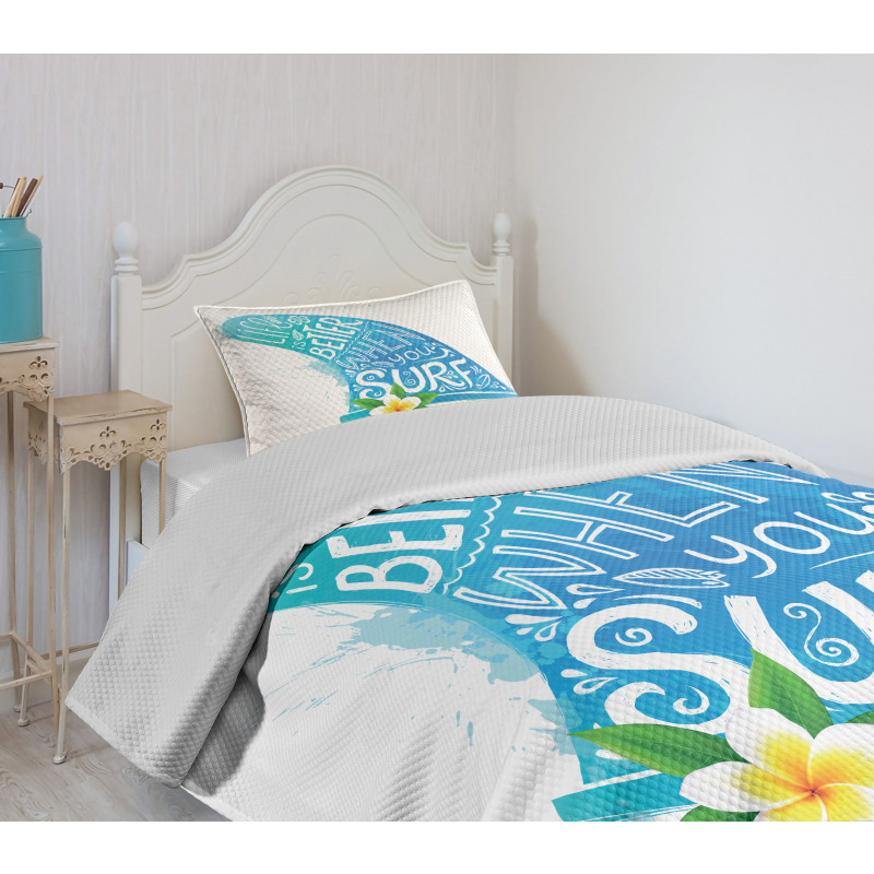 Wave with Bali Flower Bedspread Set