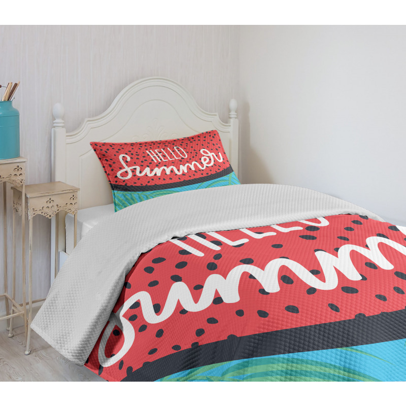 Watermelon Jungle Leaf Bedspread Set