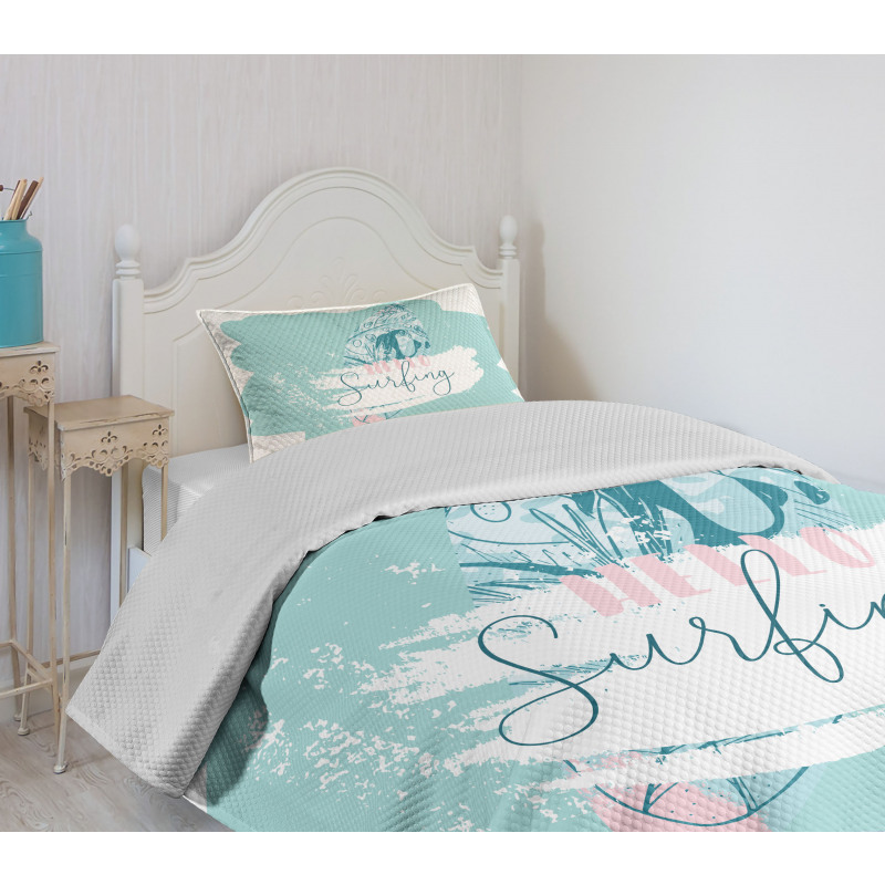 Surfboard with Flowers Bedspread Set