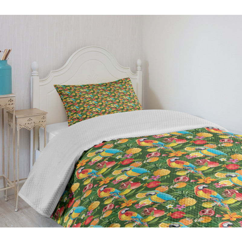 Parrots and Pomegranate Bedspread Set