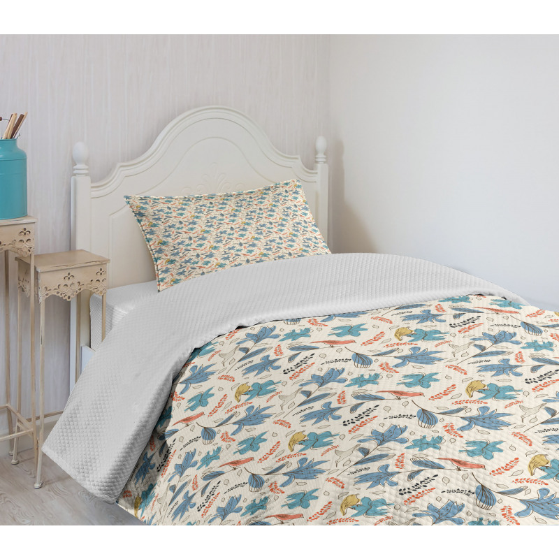 Abstract Flowers and Birds Bedspread Set