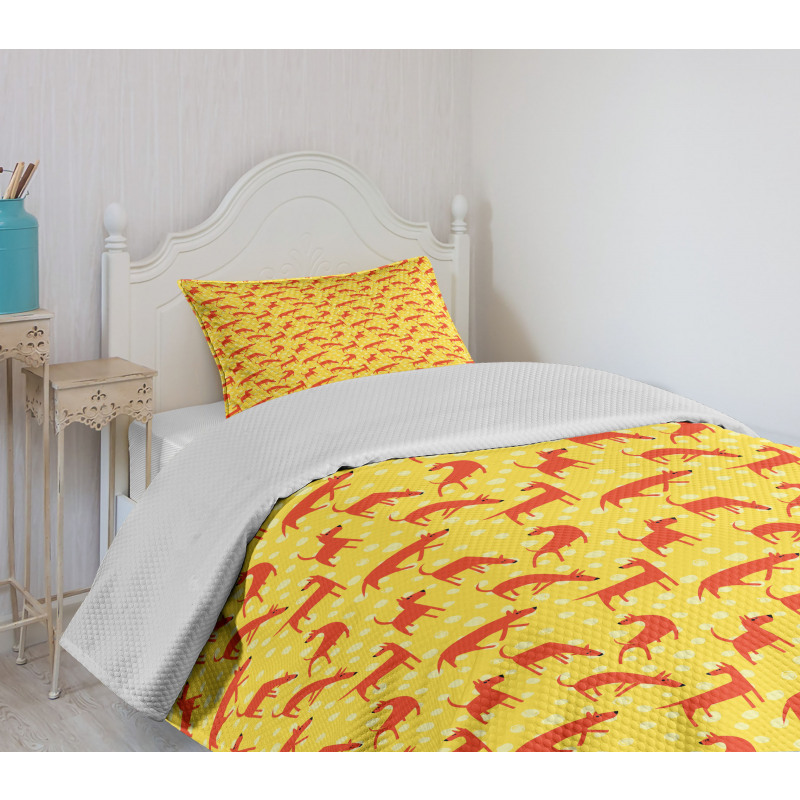 Animal Silhouettes on Yellow Bedspread Set