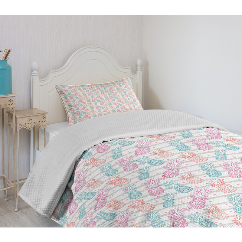 Colorful Pineapple Sketch Bedspread Set