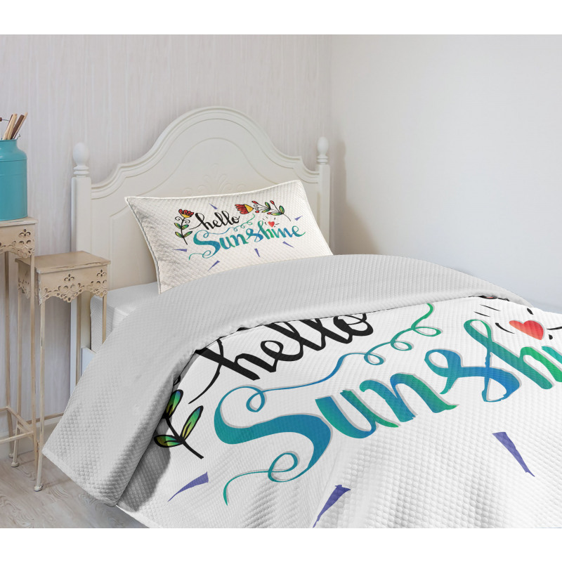 Hello Sunshine with Flower Bedspread Set