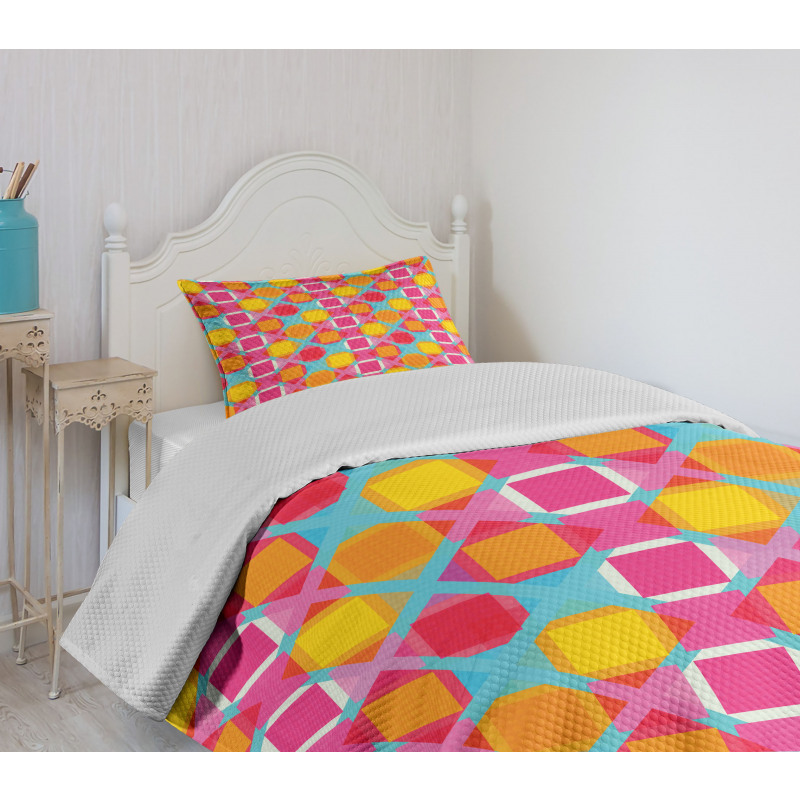 Abstract Line on Grid Bedspread Set