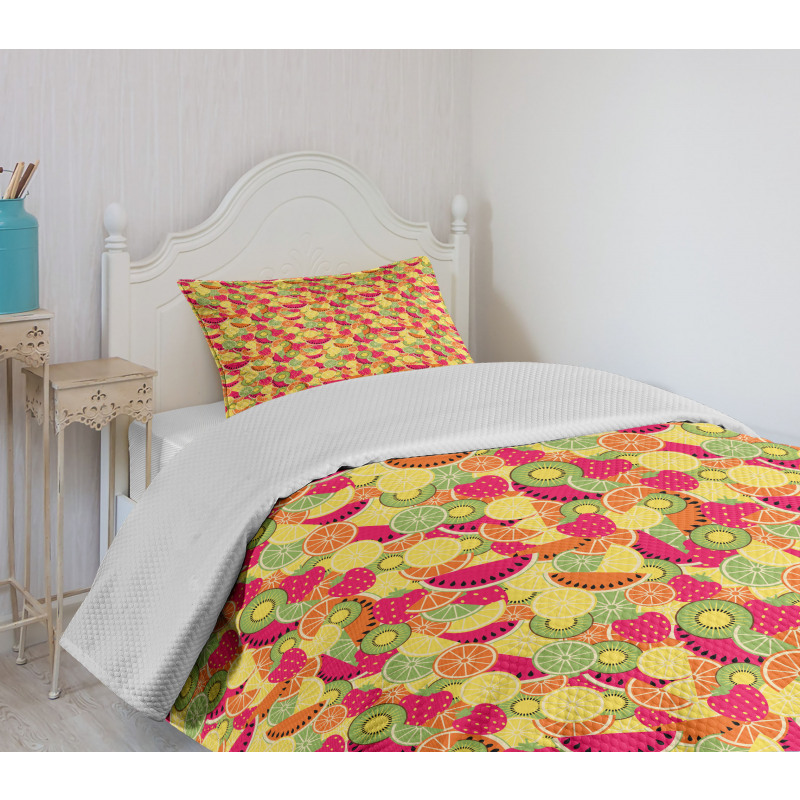 Orange Watermelon Strawberry Bedspread Set