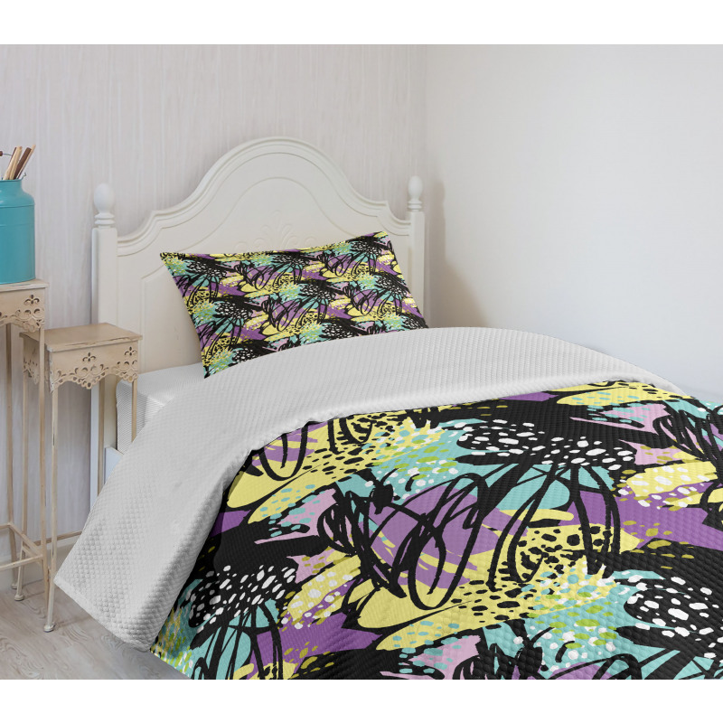 Brush Strokes Modern Art Bedspread Set