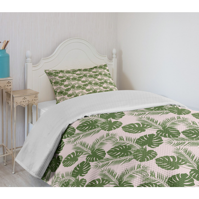 Monstera Leaf Palm Tree Bedspread Set