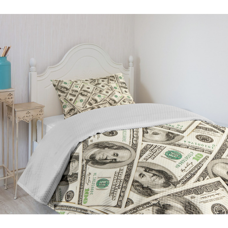 Ben Franklin Portrait Wealth Bedspread Set