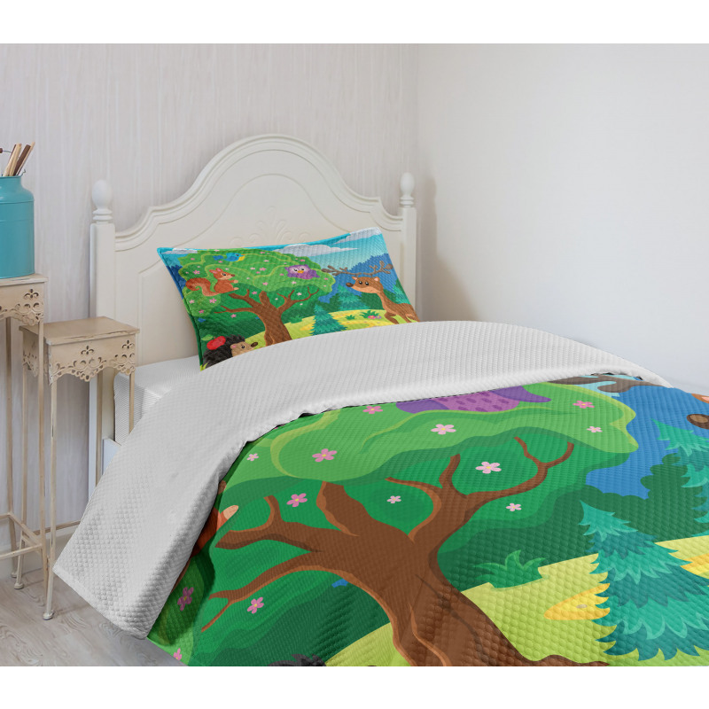 Funny Animals Wildlife Bedspread Set