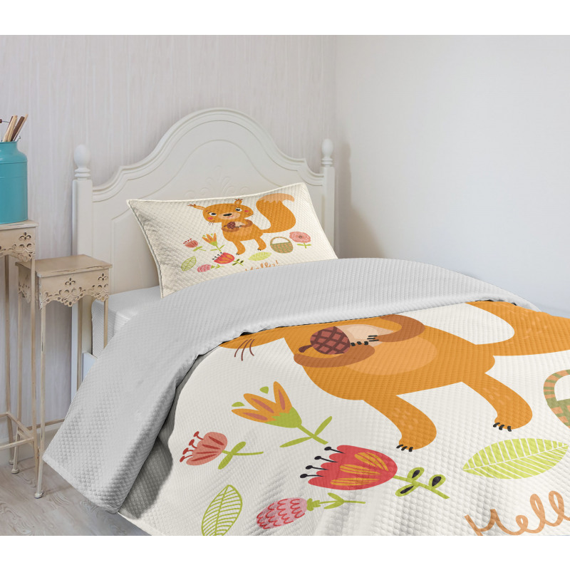 Funny Animal Saying Hello Bedspread Set