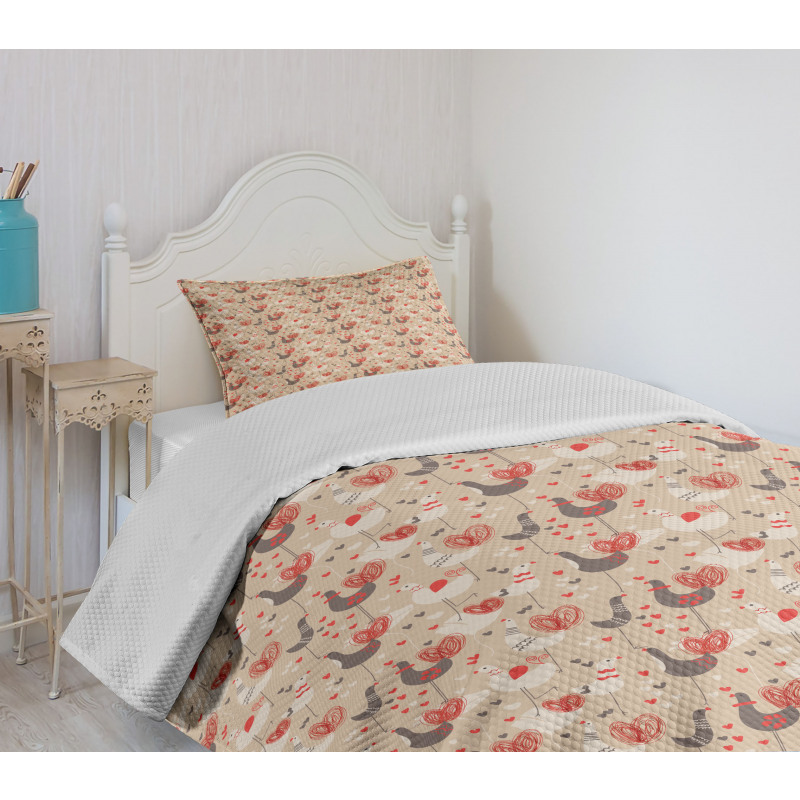 Chickens with Red Ducklips Bedspread Set