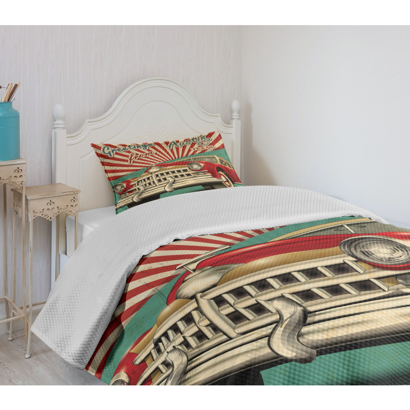 Retro American Classical Car Bedspread Set