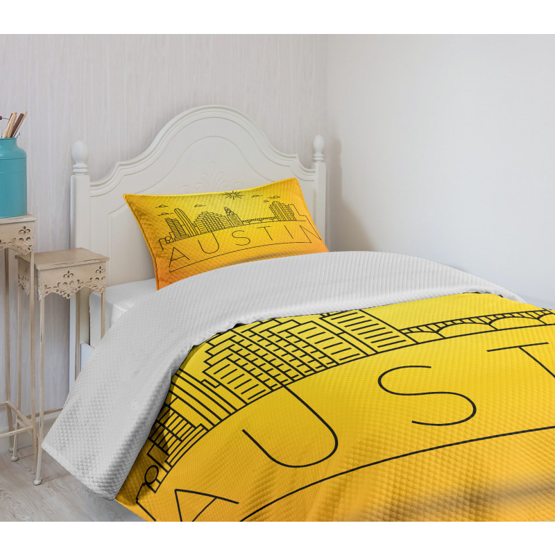 Minimal Texas Linear Skyline Bedspread Set