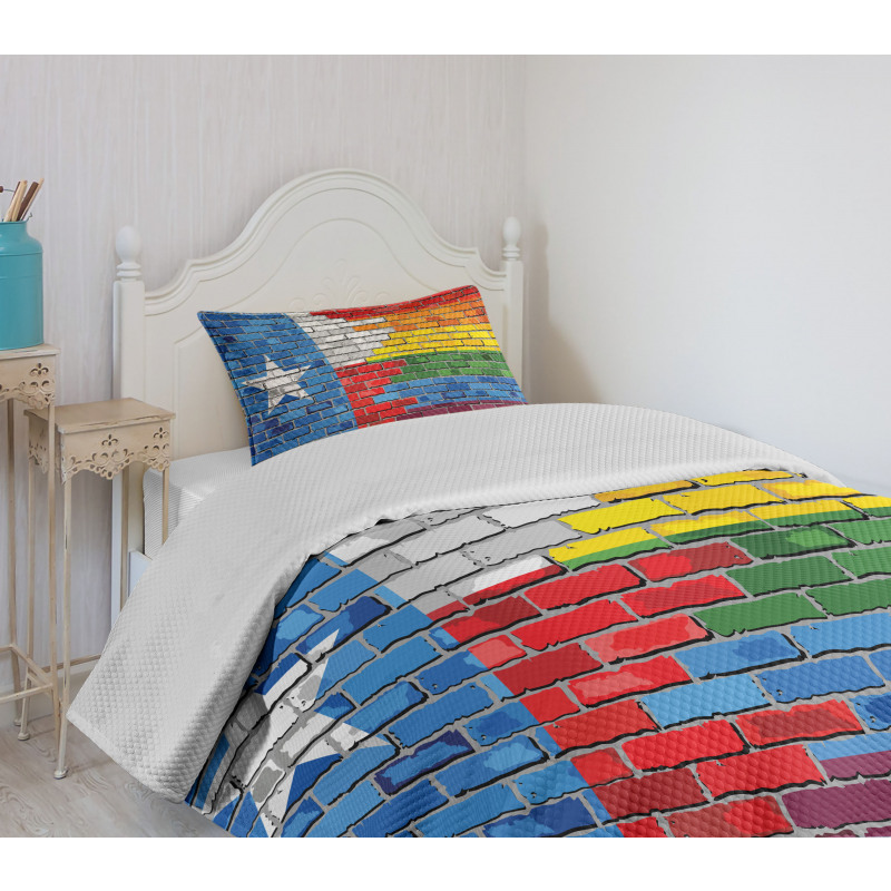 Brick Wall Grungy Texas Town Bedspread Set