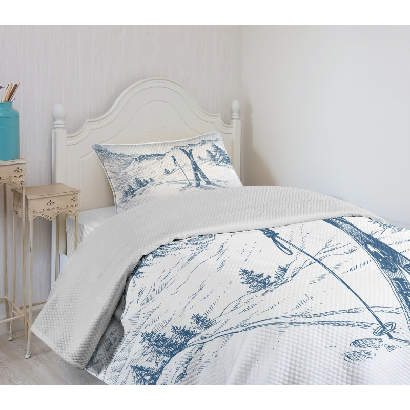 Landscape of Snowy Mountains Bedspread Set