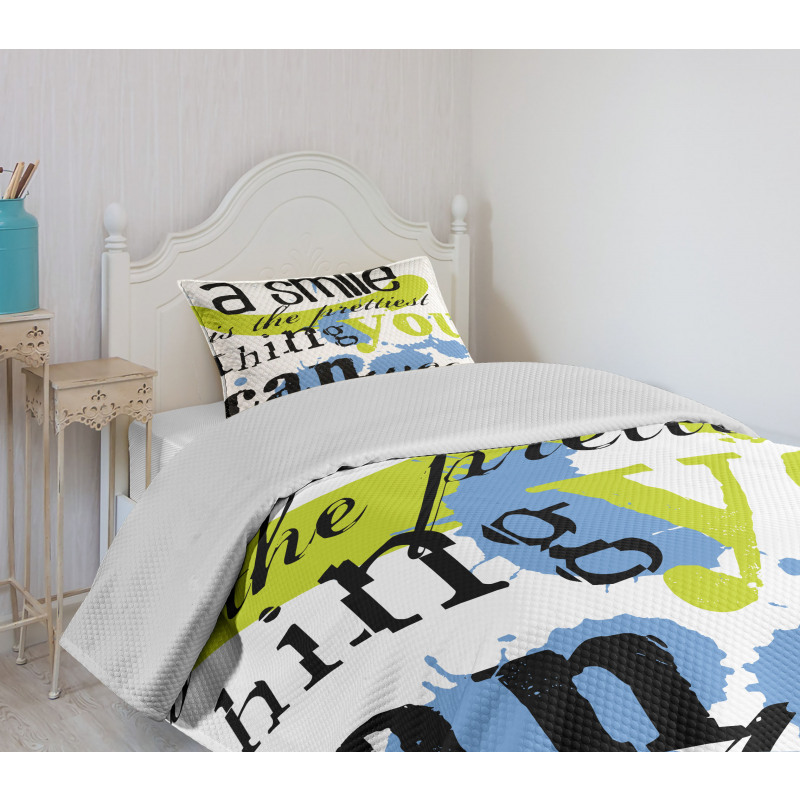 Uplifting Smile Happy Phrase Bedspread Set