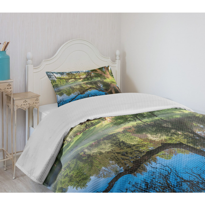 Foggy Scene over Water Bedspread Set