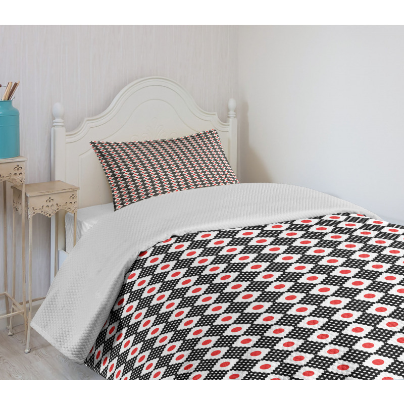 Grid Stripes and Squares Bedspread Set