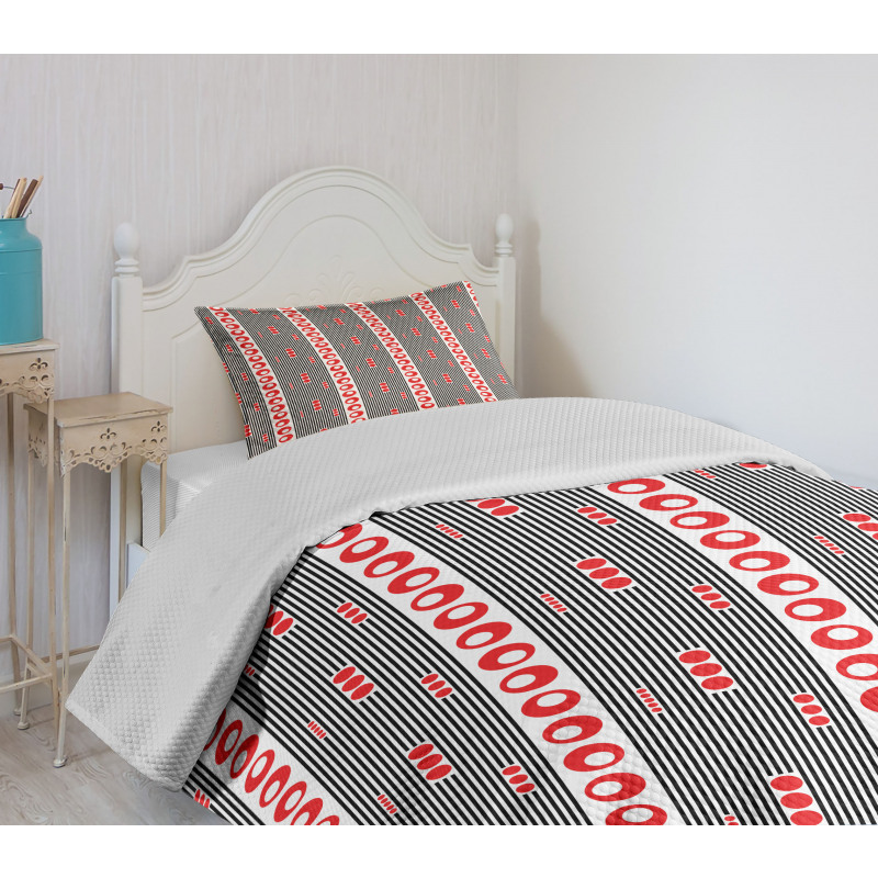 Vertical Stripes Circles Bedspread Set