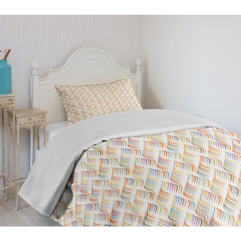 Pastel and Colorful Waves Bedspread Set