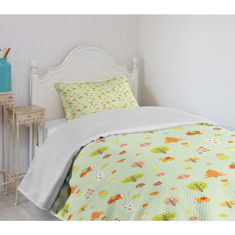 Cartoon Art Autumn Forest Bedspread Set