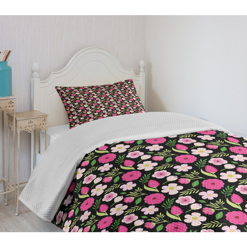 Petals Leaves and Stalks Bedspread Set