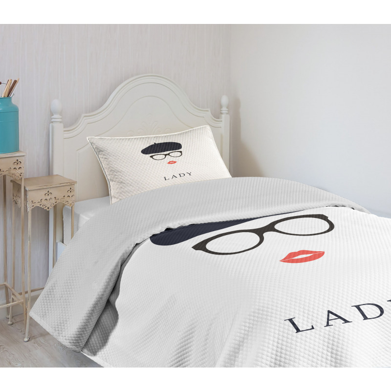 French Woman Wearing Glasses Bedspread Set