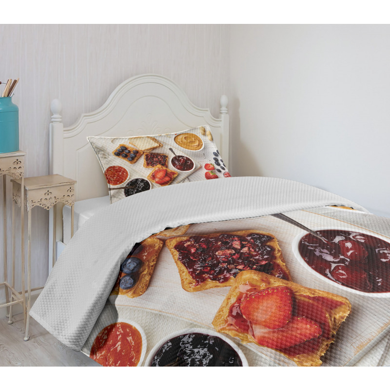 Sandwiches on White Bedspread Set