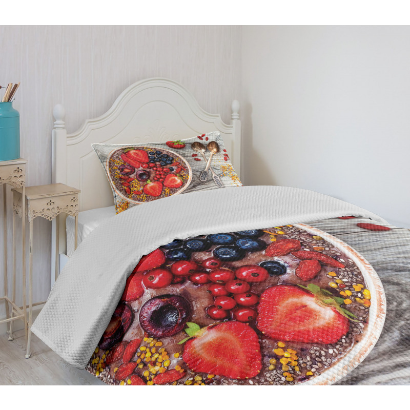 Breakfast Foods Bowl Bedspread Set