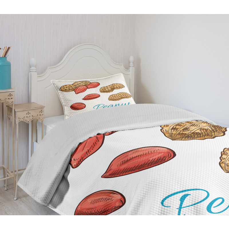 Peanut Sketch of Nut Bedspread Set