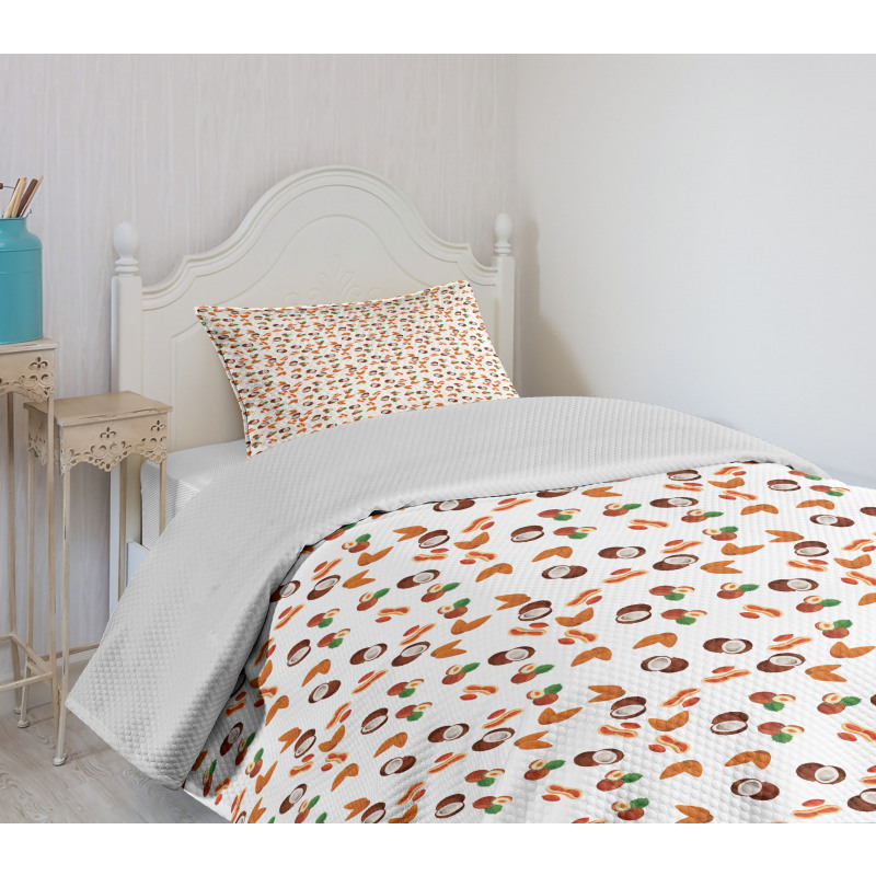 Assortment of Nuts Design Bedspread Set