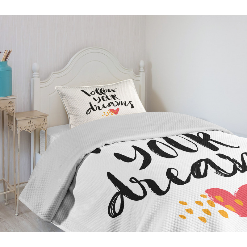 Hand Drawn Brush Lettering Bedspread Set