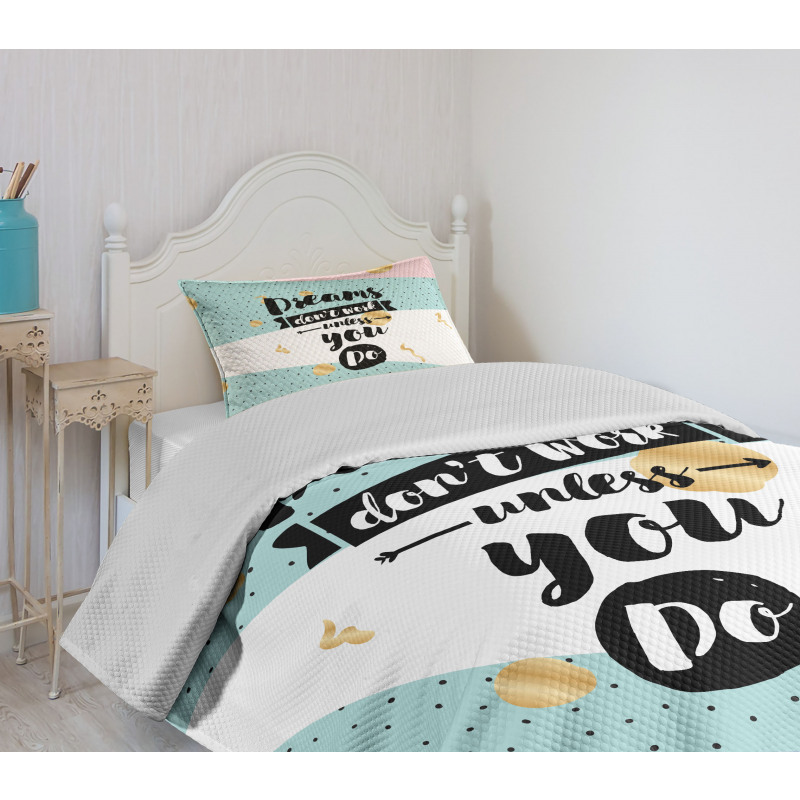 Words Abstract Hipster Retro Bedspread Set