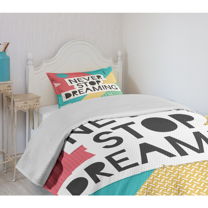 Popular Words Funky Hipster Bedspread Set